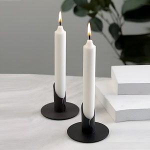 Wholesale Nordic Black Powder Coated Metal Pillar <b>Candle</b> Holder Rustic Iron Taper <b>Wedding</b> <b>Candle</b> Stick Holder - Product Image 3