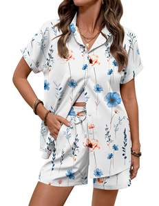 Conjunto de verano para mujer con cintura elástica, dos piezas, pantalones cortos de ciclista de algodón y poliéster, conjuntos para mujer - Product Image 3