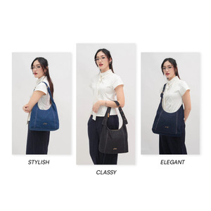 Sac à bandoulière pour femme Hody Denim, sangle simple, 60 cm, fermeture éclair, résistant à l'eau, doublure en satin de 12 pouces, usage quotidien, toutes saisons - Product Image 1