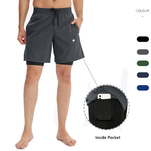 Men's Double <b>Layer</b> 2 in 1 Running Shorts with Inner Compression Tights Lightweight Moisture Wicking Workout Training Fitness Gym - Product Image 4