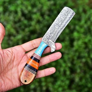 Couteau de chasse et de camping occidental à lame droite en acier Damas, motif échelle, manche en bois, 8 pouces, vente en gros, personnalisé - Product Image 4