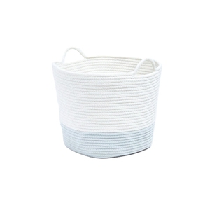 Handicraft High Quality Woven Cotton Rope <b>Storage</b> Basket With Handle 100% Natural Eco-friendly Home Decor Basket - Product Image 3