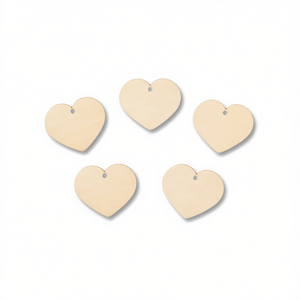 Etichette in Legno a Forma di Cuore Ilan 5x0,5 Cm con Cordino in Iuta, 6 Pezzi per Etichettatura Indumenti - Product Image 1