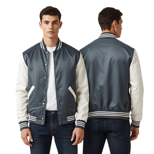 Chaqueta Varsity de Corte Cuadrado para Hombre, Colección Urbana Premium - Product Image 1