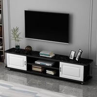 Moderner Luxus-TV-Ständer aus Massivholz mit Zweifarbigem Finish und Offenem Mittelregal, Wohnzimmermöbel für 65-Zoll-Fernseher, Geeignet für Wohnzimmer und Schlafzimmer