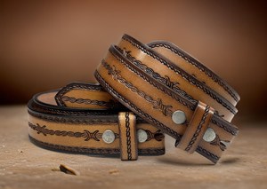 Genuine Leather Western Hand <b>Tooled</b> Leather and Hand Painted Floral <b>Belts</b> Real Handmade <b>Tooled</b> Leather Unisex Waist <b>Belts</b> - Product Image 5