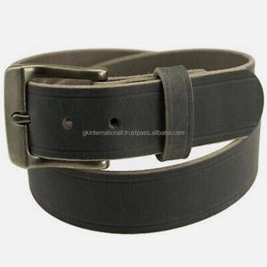 Grande peau de buffle pour hommes, ceinture décontractée en cuir vintage gris avec boucle ardillon unique en laiton nickelé élégant - Product Image 4