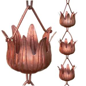 Cadena de lluvia de metal martillado clásica para colgar, sustituto de bajante, para drenaje exterior duradero - Product Image 3