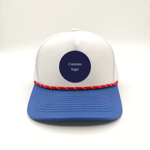 OEM ODM Vente en gros Casquette de baseball à 5 panneaux Structure en caoutchouc personnalisée Logo PVC Casquette de golf Trou découpé au laser avec corde Fabricant du Vietnam - Product Image 1