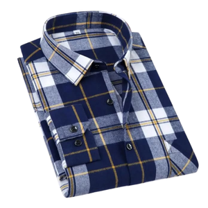 Men Plaid Flannel Shirt Turn-Down Collar Long Sleeve Casual Shirt <b>Polyester</b> Cotton OEM ODM Factory Direct Bulk Order Ready Stock - Product Image 2