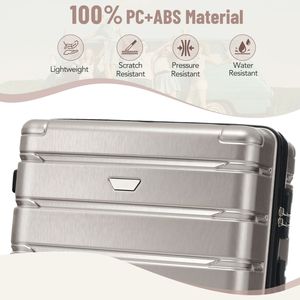 Ensemble de bagages Hardshell 3 pièces durables pour hommes et femmes Valise de voyage ABS + PC avec roues pivotantes 20/24/28 pouces - Product Image 3