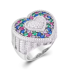 ZAWO HOUSE Elegant Baguette Cut VVS1 Moissanite Diamond 925 Silver Luxury Unisex Everyday Wear <b>Heart</b> <b>Shape</b> Timeless Design Ring - Product Image 4