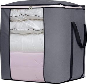 Grey Large Capacity Waterproof Durable Blanket Storage Bag Breathable Zipper Closure <b>Portable</b> Bedding Organizer for <b>Wardrobe</b> - Product Image 1