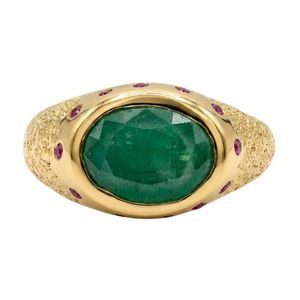 Gemvanity SR1482 Plaqué Or Luxe Chrétien Classique Sertissage en Canal Émeraude Taille Brillant pour Fiançailles Mariage Anniversaire - Product Image 1