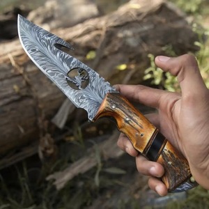 Custom Handmade OEM/ODM DIY Utility & Hunting Knife Damascus Steel Horn Handle Straight Edge <b>Clip</b> Point 3mm 9in - Product Image 1