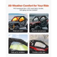 Puertas Superiores para Cabina de UTV Polaris RZR PRO XP Turbo R 2020-2024, de Polímero, Resistentes al Viento, Apertura Manual