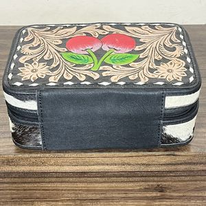 2026 Premium Cherry Design Hand <b>Tooled</b> <b>Leather</b> Jewelry Cases Real Genuine Cowhide <b>Leather</b> Jewellery Gift Package for Women's - Product Image 5