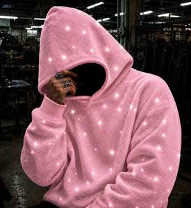 Men's 100% Cotton Digital Printing Glitter Print Hooded Sweatshirt Fleece Casual Streetwear <b>Hoodie</b> Regular Fit <b>Summer</b> - Product Image 6