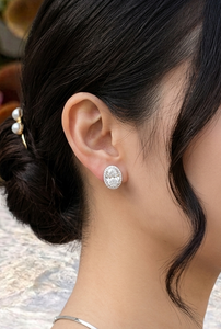 Lurba Jewels S925 Sterling <b>Silver</b> Rhodium Plated Oval Cut <b>Stud</b> <b>Earrings</b> 3.5Carat Moissanite Women's Trendy Third Party Certified - Product Image 6