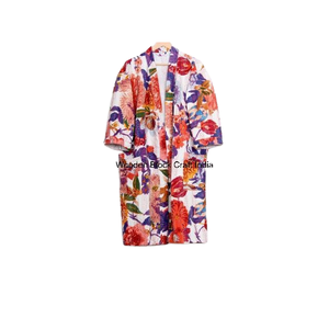 Colección de Moda, Nuevo Kimono Indio Hecho a Mano, Chaqueta Kantha con Abertura Frontal, Larga, Bordada con Suzani, Acolchada de Algodón, para Primavera - Product Image 1