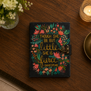 <b>A5</b> Floral Art Handmade Paper Journal | Eco Friendly Hardcover Lock Diary Notebook with Decorative Quote Cover Artistic Gift Pack - Product Image 5