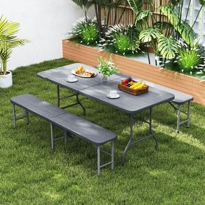 Panca Pieghevole da Esterno in HDPE 6 Piedi, Capacità 1320 Libbre, Telaio in Metallo con Blocco Maniglia - Product Image 1