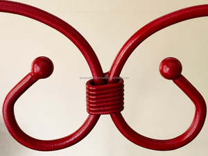 Grand support de gâteau en métal à deux niveaux fait à la main enduit rouge parfait pour la vaisselle d'hôtel et le service d'événement - Product Image 3