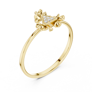 Anillo Minimalista de Oro Amarillo Sólido de 14k con Forma de Triángulo y Diamantes Cultivados en Laboratorio con Corte Redondo, Anillo de Boda Clásico, Regalo para Ella - Product Image 3