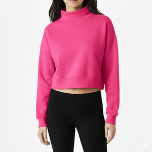 Sudadera Corta de Forro Polar Estampada de Algodón Suave con Cuello Alto para Mujer, Estilo Oversize, con Logo Personalizado 2026, para Invierno, Estilo Urbano - Product Image 6