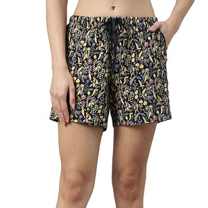 Women Botanical Print High <b>Elastic</b> Waist Formal Relaxed Fit Lightweight Summer Shorts by TANAZAINRA - Product Image 1