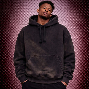 Sudaderas con capucha con cremallera efecto desgastado por el sol, 370 gramos, 100% algodón, sudadera sólida personalizada unisex de ajuste regular, tejido gofrado transpirable con efecto desgastado - Product Image 3