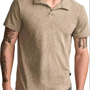 Men's Casual Solid Custom Logo Short Sleeve Workout T-Shirt Eco-Friendly Breathable Cotton/Polyester Fabric Plus Size Options - Product Image 1