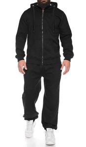 custom sports plain sweat suit high fleece fitted hoodies and jogger set black oversize tracksuit - Product Image 5