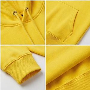 เสื้อฮู้ดสีเหลืองสำหรับผู้ชาย ทรงปกติ ผ้าฝ้ายเฟรนช์เทอร์รี่ สไตล์ลำลอง สำหรับฤดูใบไม้ร่วง ดีไซน์กระเป๋าหน้า - Product Image 4