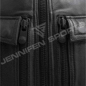 Gilet de motard en cuir de vache véritable pour homme, design personnalisé, gilet de motard en cuir de haute qualité, sans col, gilet pour homme - Product Image 2