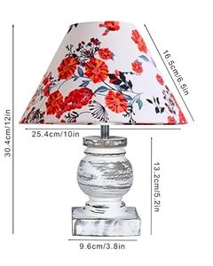 Vintage Floral Wooden Flower-Shaped <b>Table</b> Lamp Rustic <b>Green</b> <b>Bedside</b> Desk Light Decorative Home Decor - Product Image 2