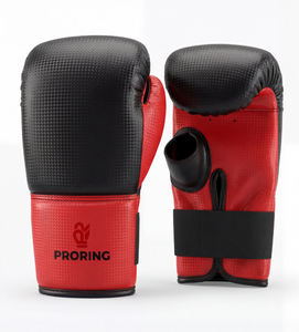 Gants de boxe à motif fibre de carbone, à pouce ouvert, rouge et noir, pour entraînement sur sac de frappe, équipement de frappe - Product Image 1