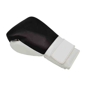 Guantes de Boxeo de Cuero Blanco y Negro con Cierre de Velcro, Equipo de Entrenamiento Transpirable para Adultos - Product Image 3