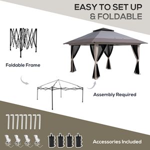 Robust 13x13 Aluminum Instant <b>Canopy</b> Shelter 2-Tier <b>Roof</b> Waterproof Pop-Up Gazebo Steel Frame Carry Bag for Garden Leisure Gray - Product Image 5