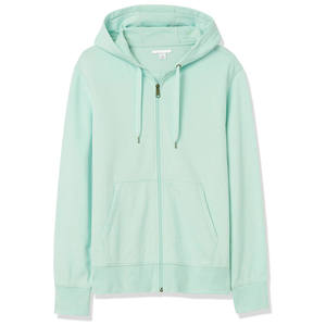 Sweat-shirt à capuche zippé vert menthe pour homme, coupe classique, en molleton de coton, idéal pour l'automne - Product Image 3