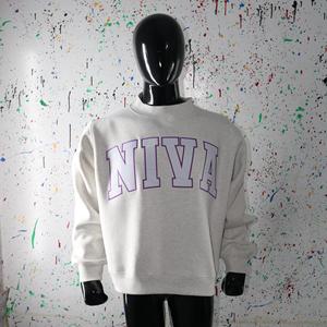 Sweat-shirt à col montant NIVA ASH GREY 100% coton avec broderie appliquée blanche, col large, URBAN PRODUCTIONS - Product Image 3