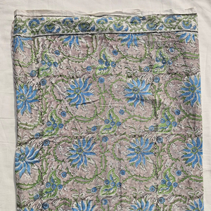 Hand Block Print Cotton <b>Sarong</b> Pareo Blue Floral Beach <b>Wrap</b> Lightweight Women Cover Up Wholesale Resort Wear Women Cover Up - Product Image 4