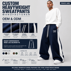 Cold Weather 400 GSM Polyester Fleece Men's Loose Fit Baggy Sweatpants Custom Logo Embroidery High Elastic Waist Wholesale - Product Image 1
