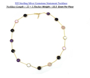 925 Sterling Silver Gemstone <b>Statement</b> <b>Necklace</b> for women & Unisex Elegant <b>Necklace</b> For daily Wear - Product Image 4