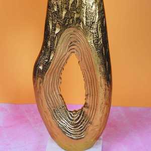 Sculpture artisanale en aluminium doré rond, pour la décoration de table, centre de table moderne et élégant - Product Image 5