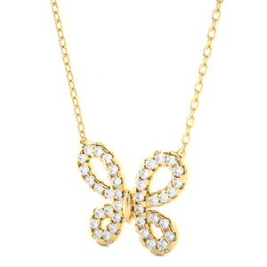 18K <b>Solid</b> Yellow <b>Gold</b> Lab Grown Diamond Butterfly <b>Pendant</b> Necklace Women Elegant Fine Jewelry Gift - Product Image 4