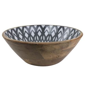 Eco-Friendly Acacia Wood Salad Serving <b>Bowl</b> with Enamel Inlay Pattern <b>Large</b> Round Wooden Fruit <b>Bowl</b> for Kitchen & Home Decor - Product Image 2
