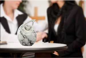 Urna Funeraria en Forma de Lágrima con Acabado de Mármol, Recuerdo Conmemorativo de Metal para Cenizas, Decoración en Forma de Corazón para Adultos, Bebés y Mascotas - Product Image 3