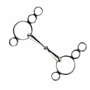 Adjustable Stainless Steel Continental <b>Gag</b> Horse Bit Loose <b>Ring</b> Magennis Snaffle Design Riding Training Control Gear - Product Image 3