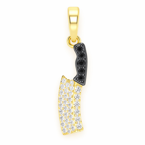 Trendy Classic Fashion Jewelry Custom Iced 925 <b>Silver</b> Rhodium Plated <b>Necklaces</b> Kitchen Chef Butcher's Knife Hip Hop Natural Gift - Product Image 1